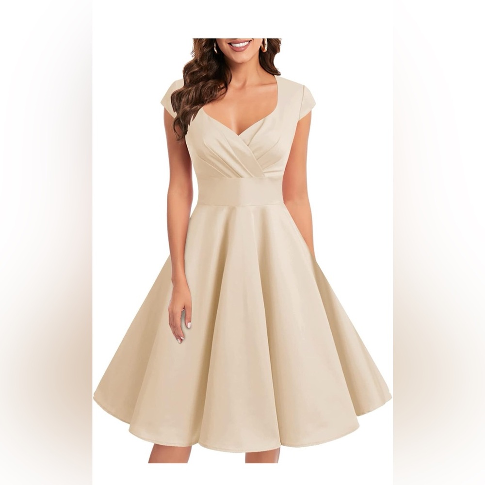 Elegant Cream A-Line Dress